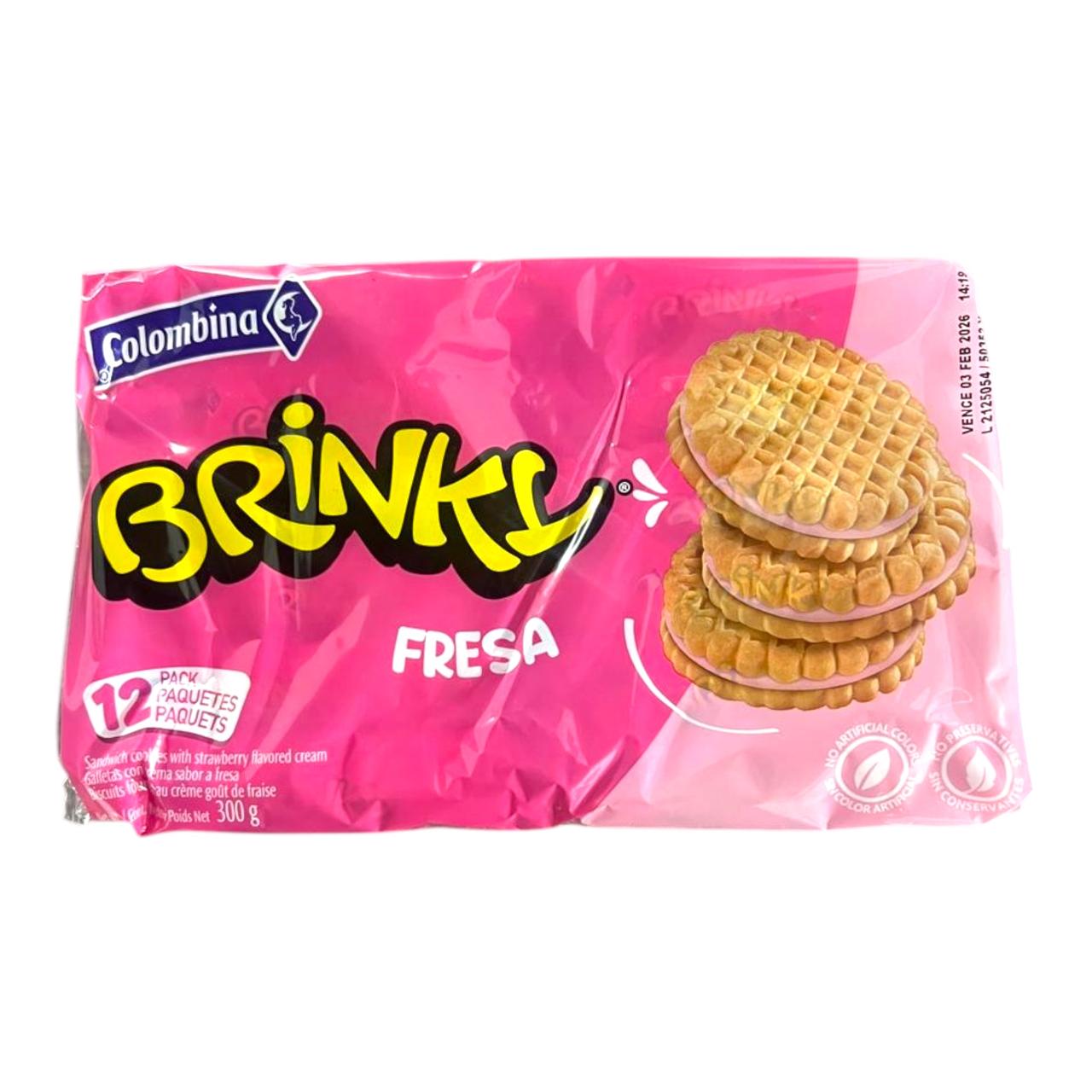 galletas fresa Galletas con crema sabor a Fresa Brinky 300 g (12 paquetes) - Imagen 1