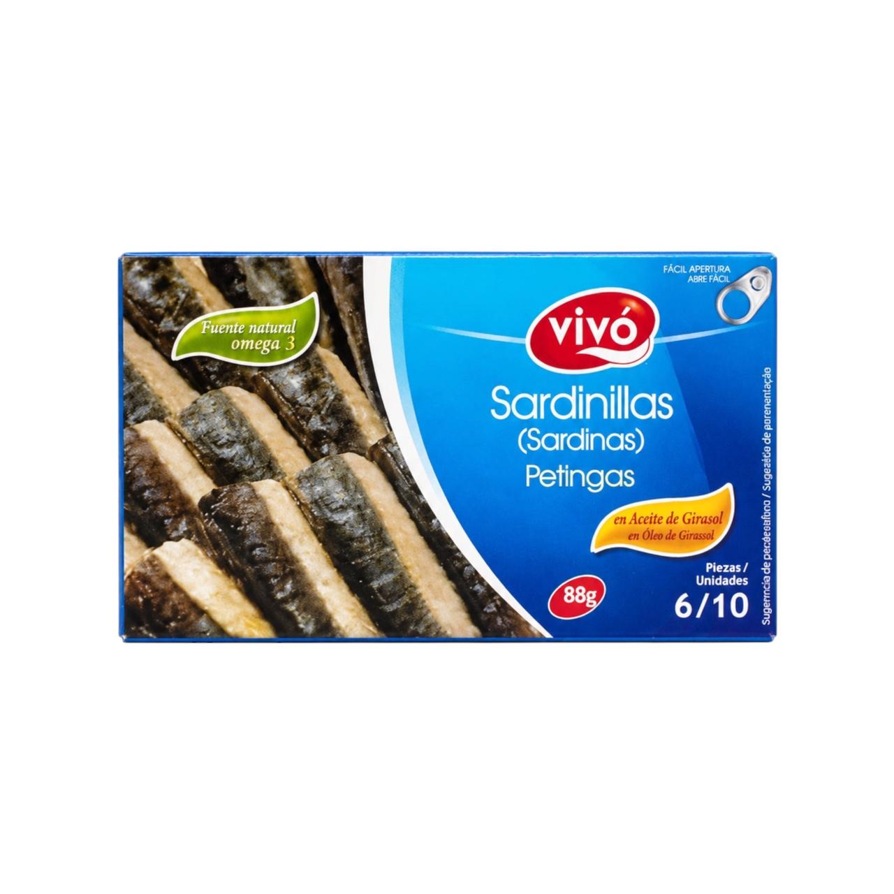 606cec7d-68a6-4899-bcf7-7e259118471a Sardinas en aceite de girasol Vivó 88 g - Imagen 1